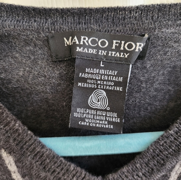 Marco Fiori 100% Pure Merino Wool Mens V neck Pullover Size L Made in Italy - Picture 3 of 10